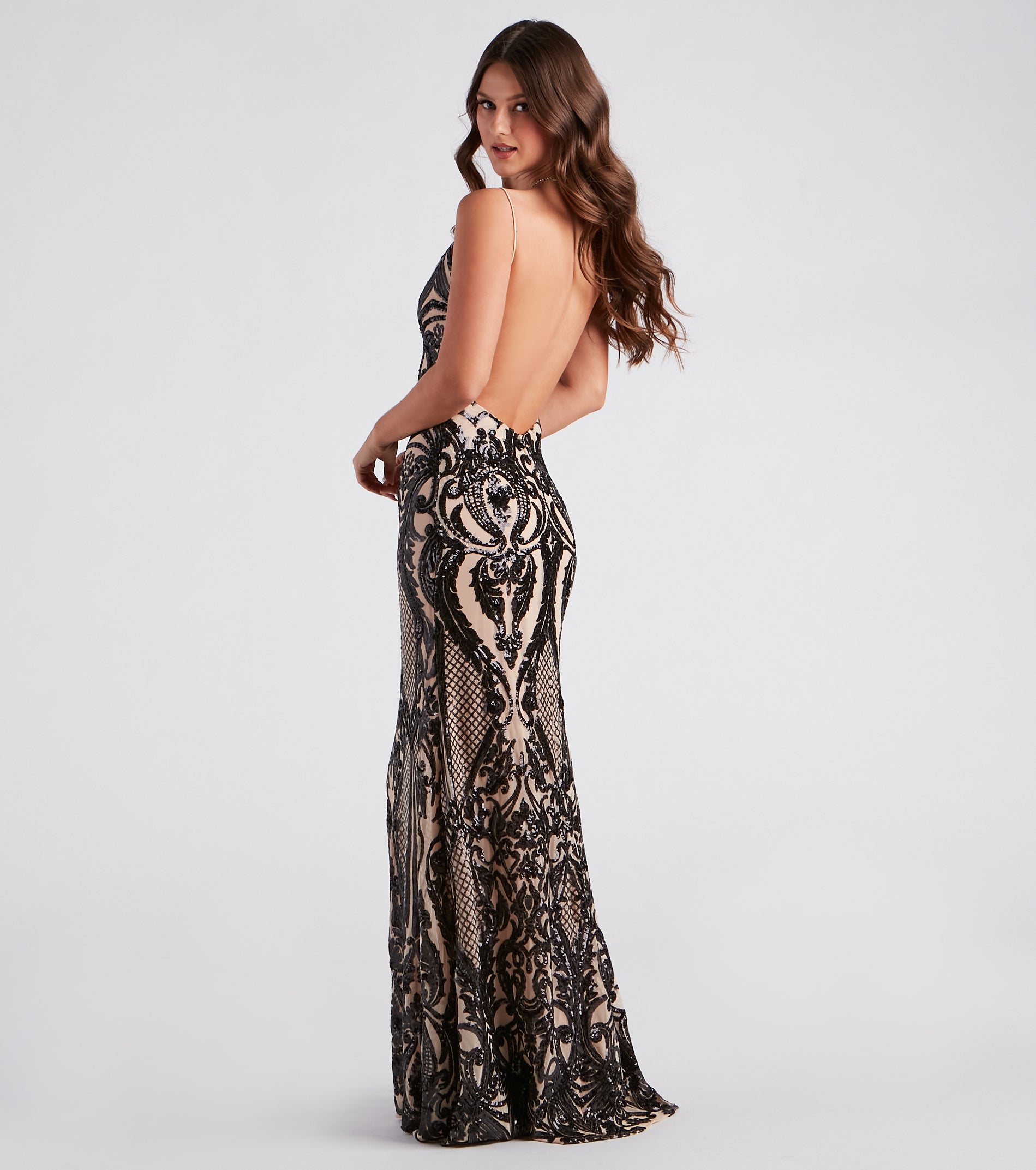 Emy Formal Sequin Low Back Long Dress