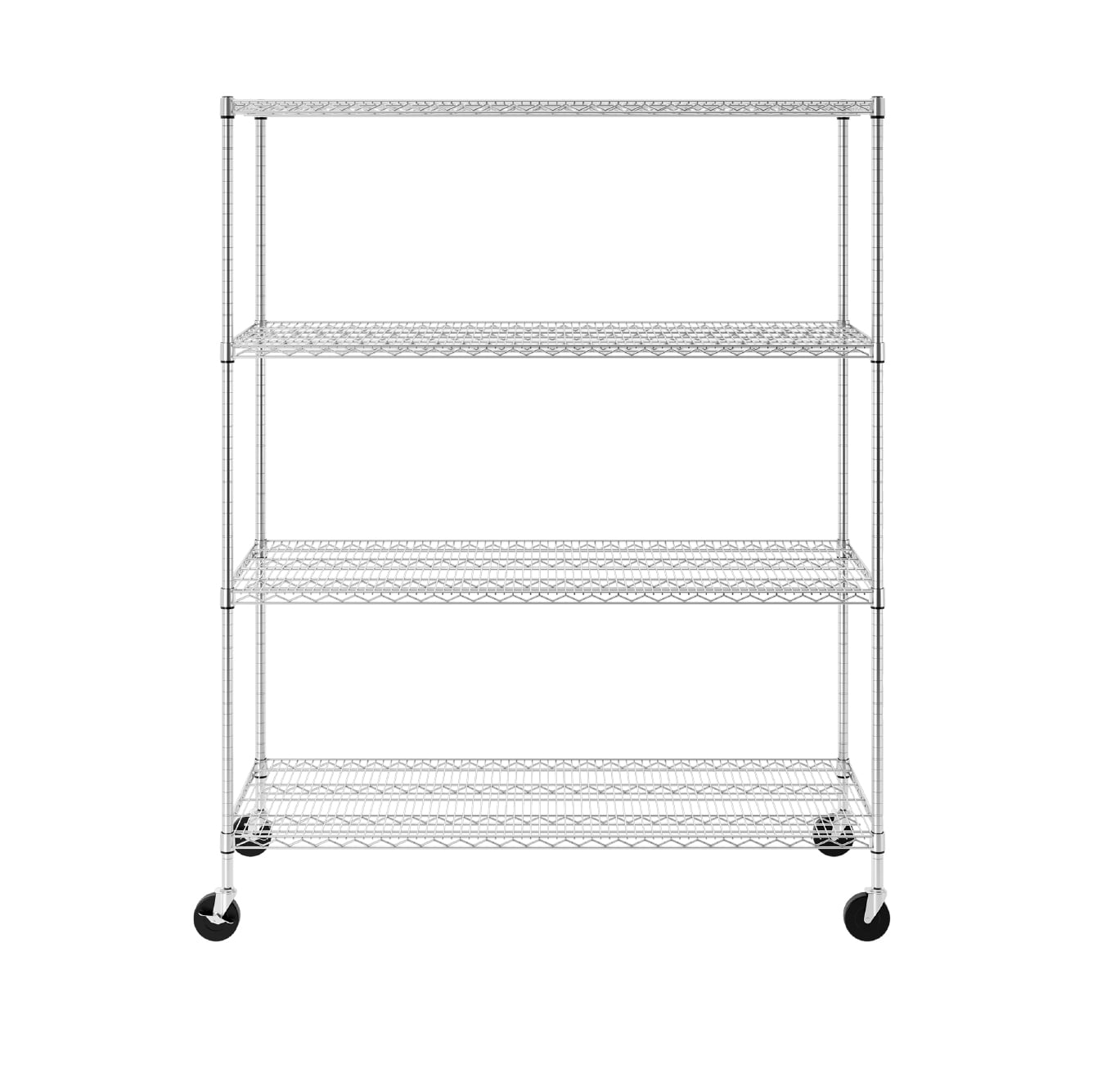 SafeRacks NSF Certified 4-Tier Steel Wire Shelving with Adjustable Shelves and Wheels - 1400 lb Capacity - 60