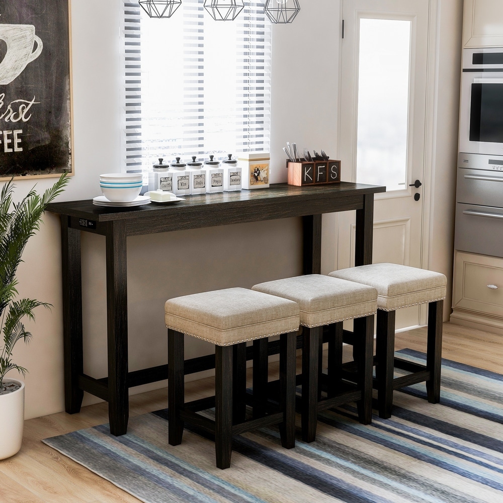 Chester Transitional Wood Counter Height Dining Set with USB and Power Outlets by Furniture of America