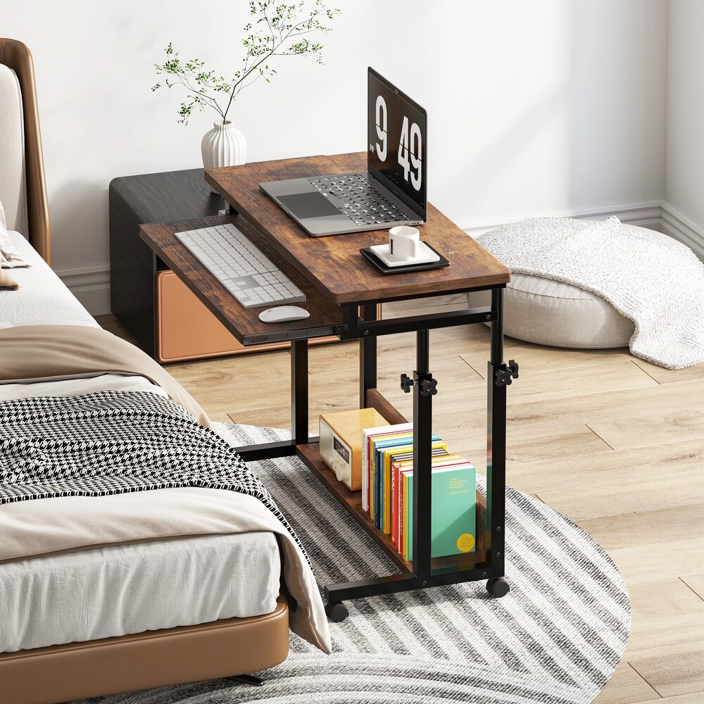 Height Adjustable Small Portable Standing Table  Laptop Desk with Keyboard Tray for Sofa and Bed