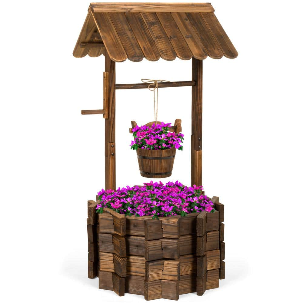 Best Choice Products Wooden Wishing Well Planter SKY2399