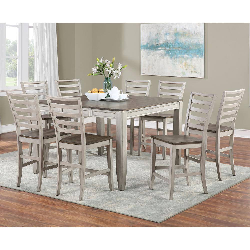 Steve Silver Abacus 9-Piece 2-Tone Smoky Alabaster and Smoky Honey Finish Counter Dining Set CU500PTCC9PC