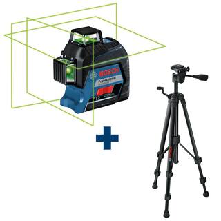 Bosch 300 ft. Green 360-Degree Self Leveling Laser with Visimax Technology Mount Plus Compact Tripod with Extendable Height GLL3-300G+BT150