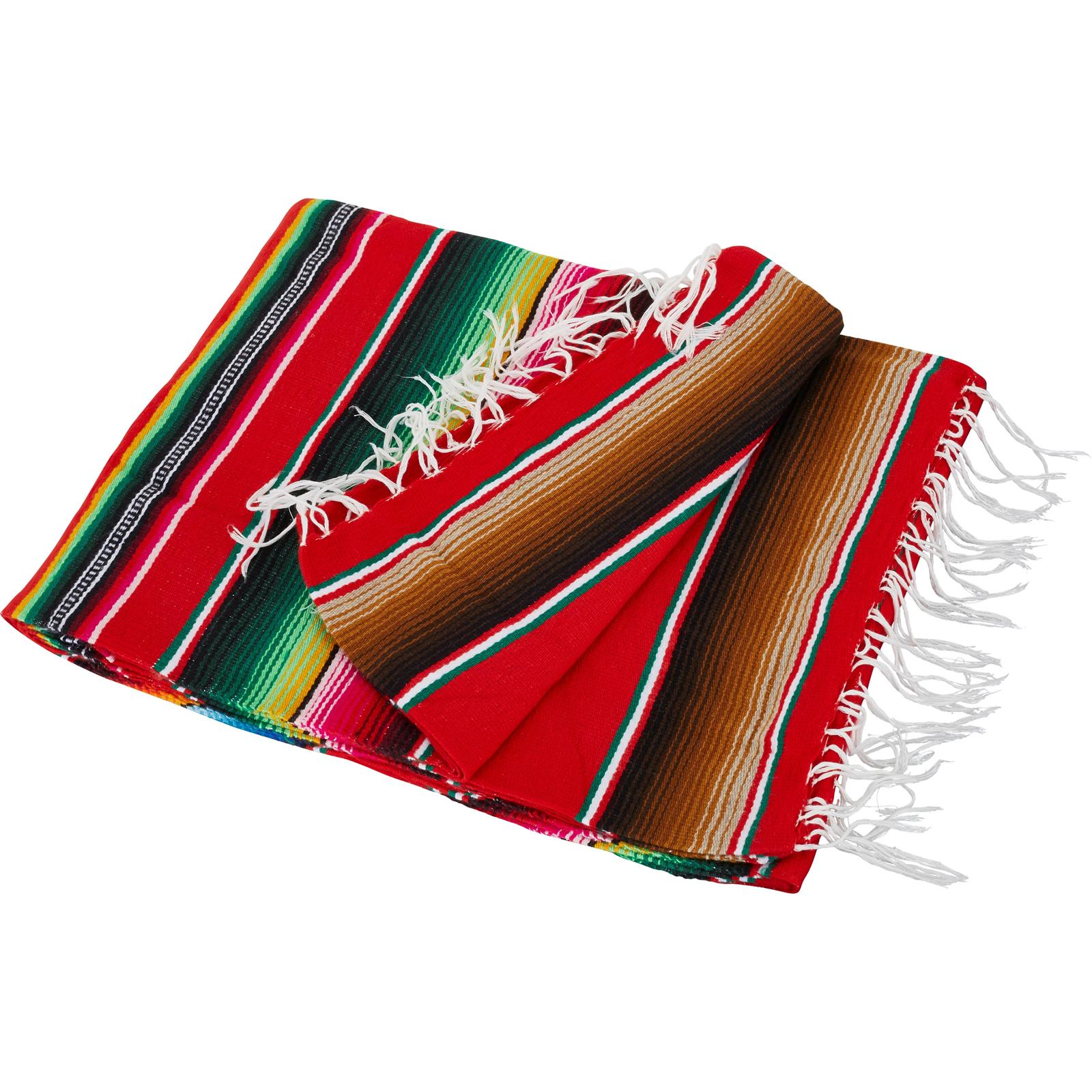 Red Serape Mexican Blanket for Custom Seat Cover， 84 x 64 Inch