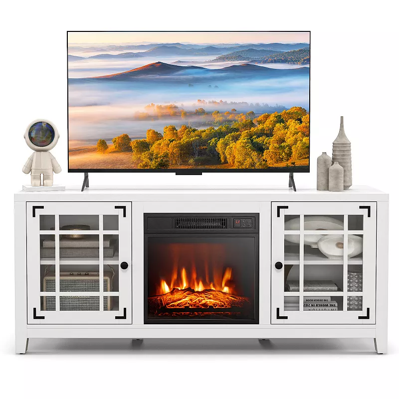 Tv Stand Fireplace With Adjustable Shelves For Tvs Up To 65 Inch