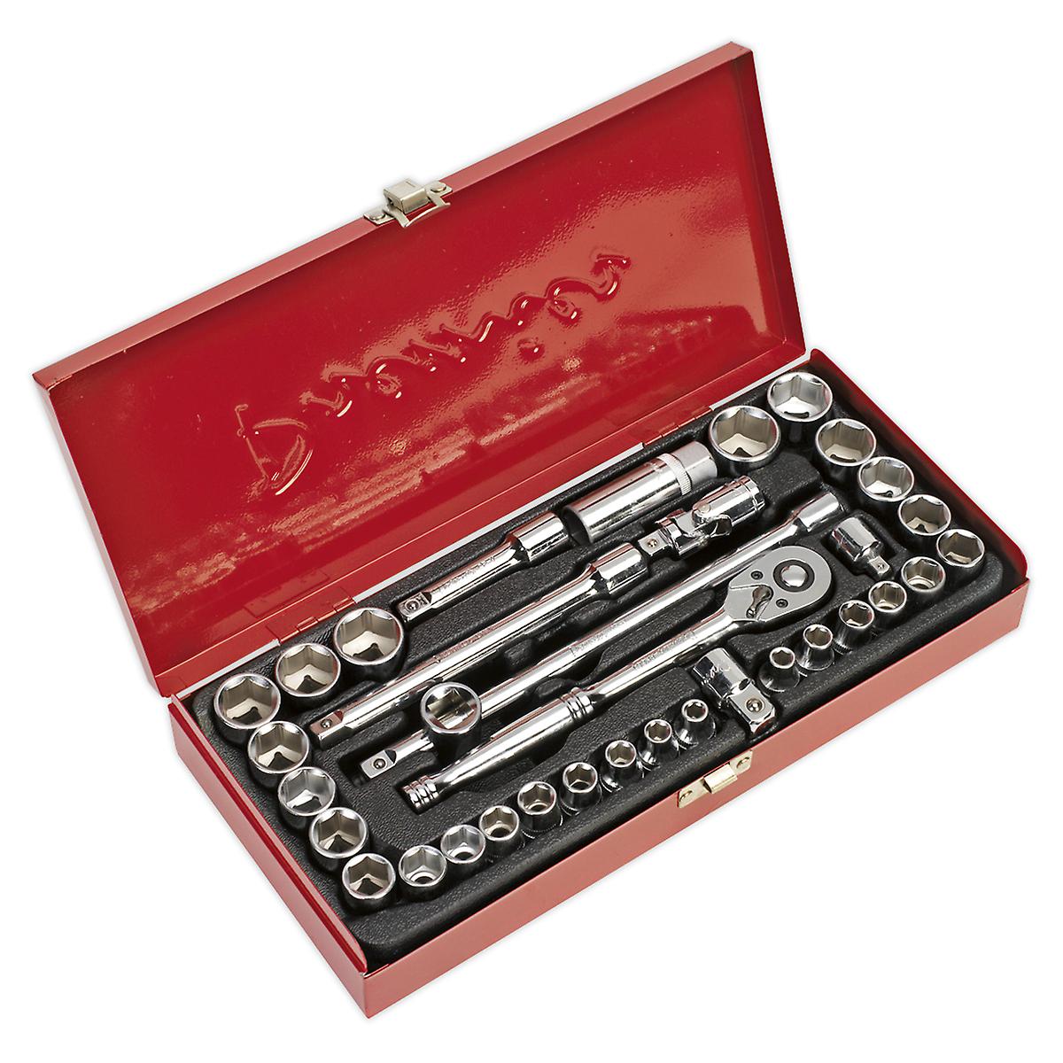 Sealey Ak691 Socket Set 35Pc 3/8Sq Drive 6Pt Walldrive - Duometric