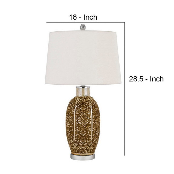 Benjara BM272321 29 Inch Ceramic Table Lamp with D...