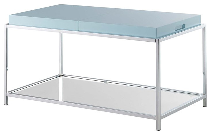 Convenience Concepts Palm Beach Coffee Table in Clear Glass and Chrome Metal   Contemporary   Coffee Tables   by Homesquare  Houzz