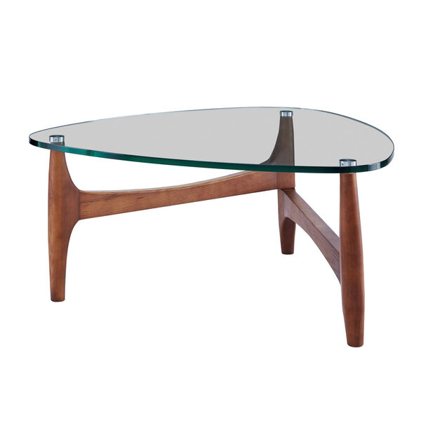 Ledell Clear and Walnut 35-Inch Coffee Table