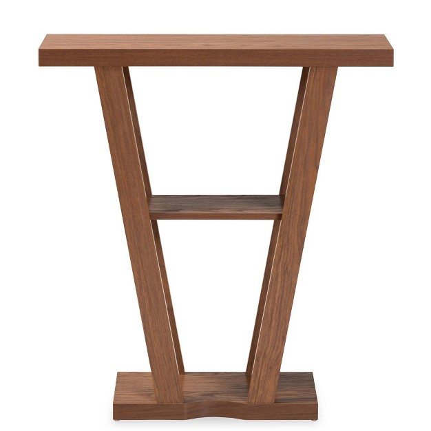 Boone Wood Console Table Walnut Brown Baxton Studio