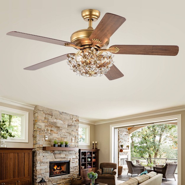 X 52 quot X 21 quot Nickoe Aged Lighted Ceiling Fan Gold Warehouse Of 