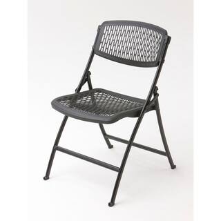 HDX Plastic Seat Folding Chair in Black (Set of 4) 2FF004HDX