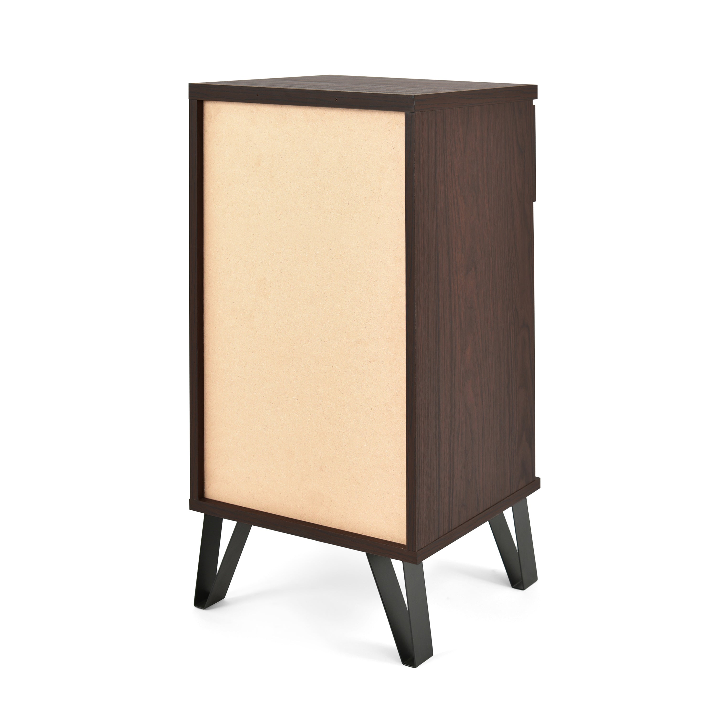 Demijen Modern Industrial Tall Nightstand with Drawer, Walnut and Matte Black