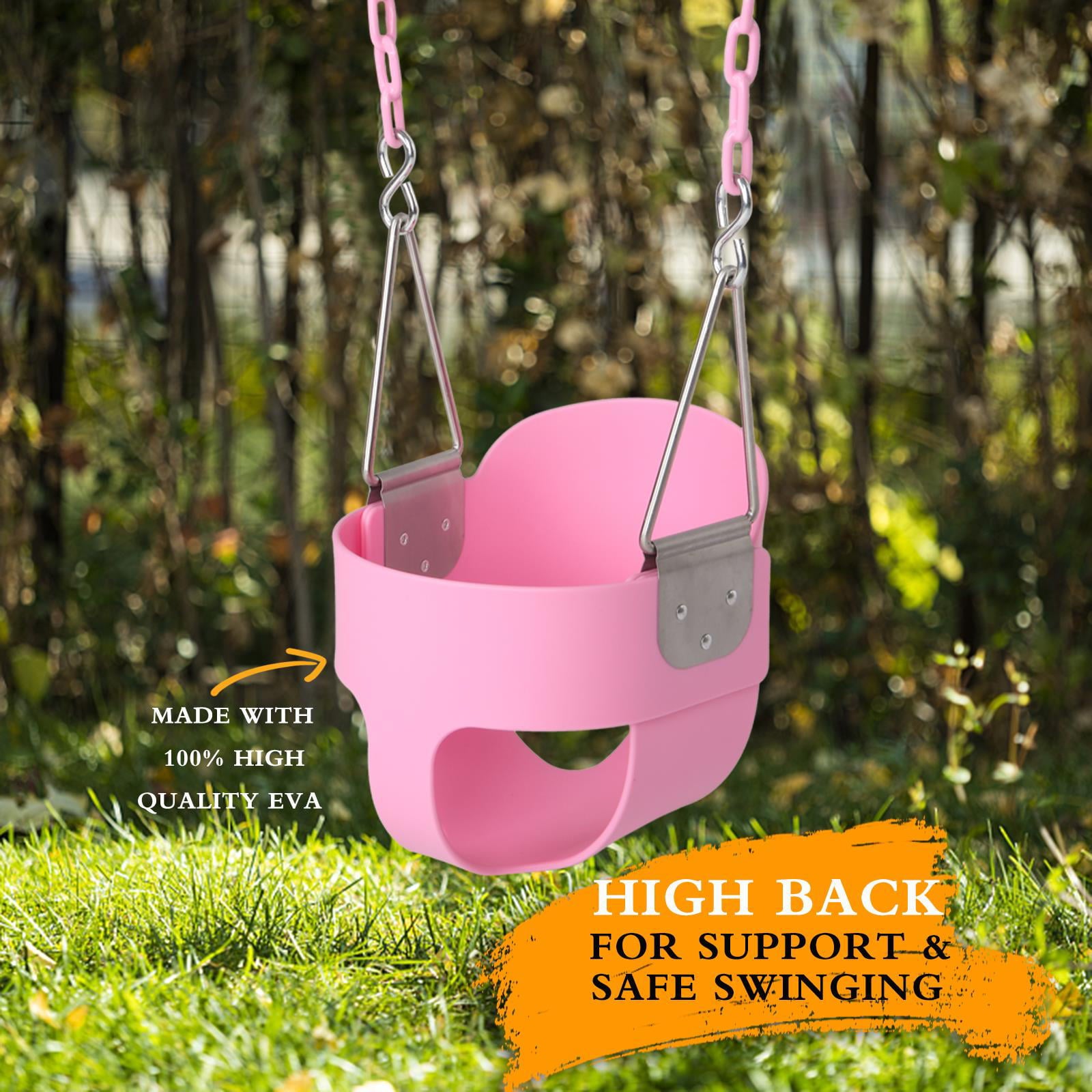 Ktaxon Highback Bucket Toddler Swing Set Infant Swing Seat，Pink