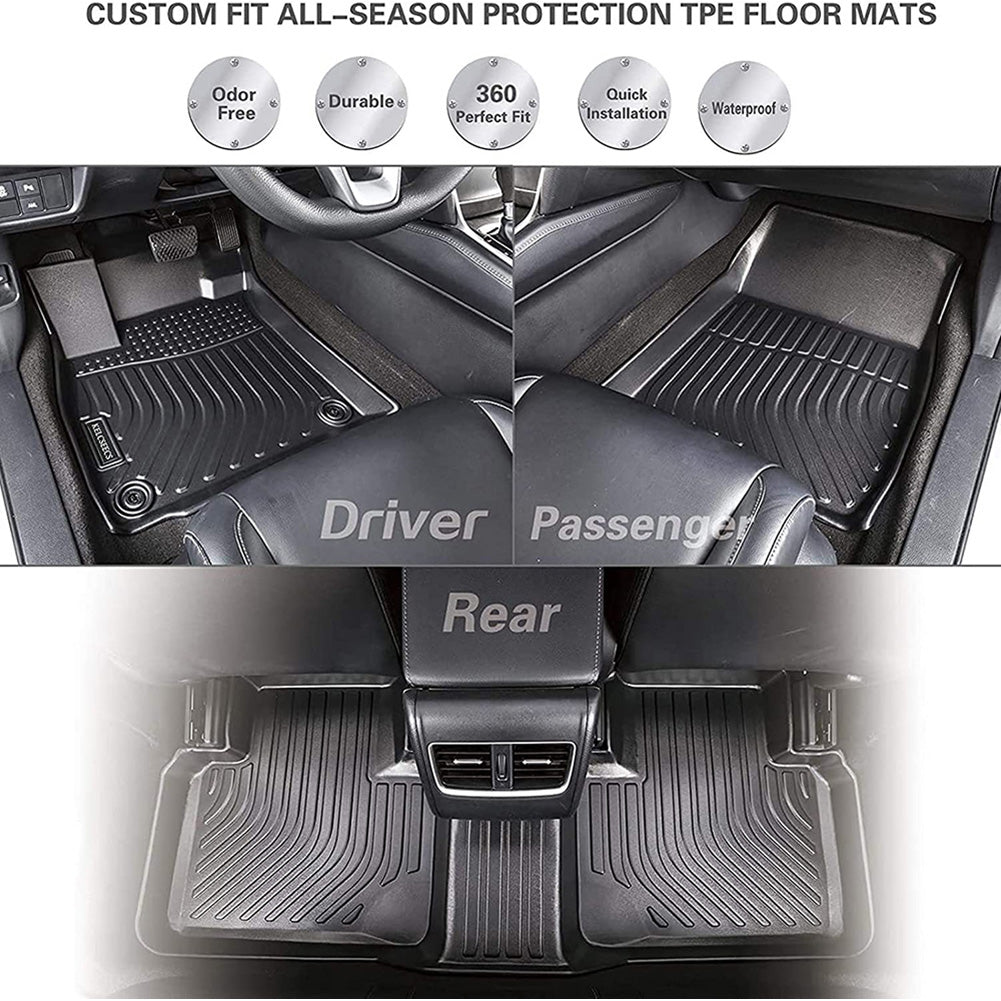 Floor Mats Custom Honda Hr-V 2023 All Weather Protection Tpe Heavy Duty Anti-Slip Car Floor Mats for Front and Second Row Floor Mats Honda Hrv 2023 Complete Kit， Black