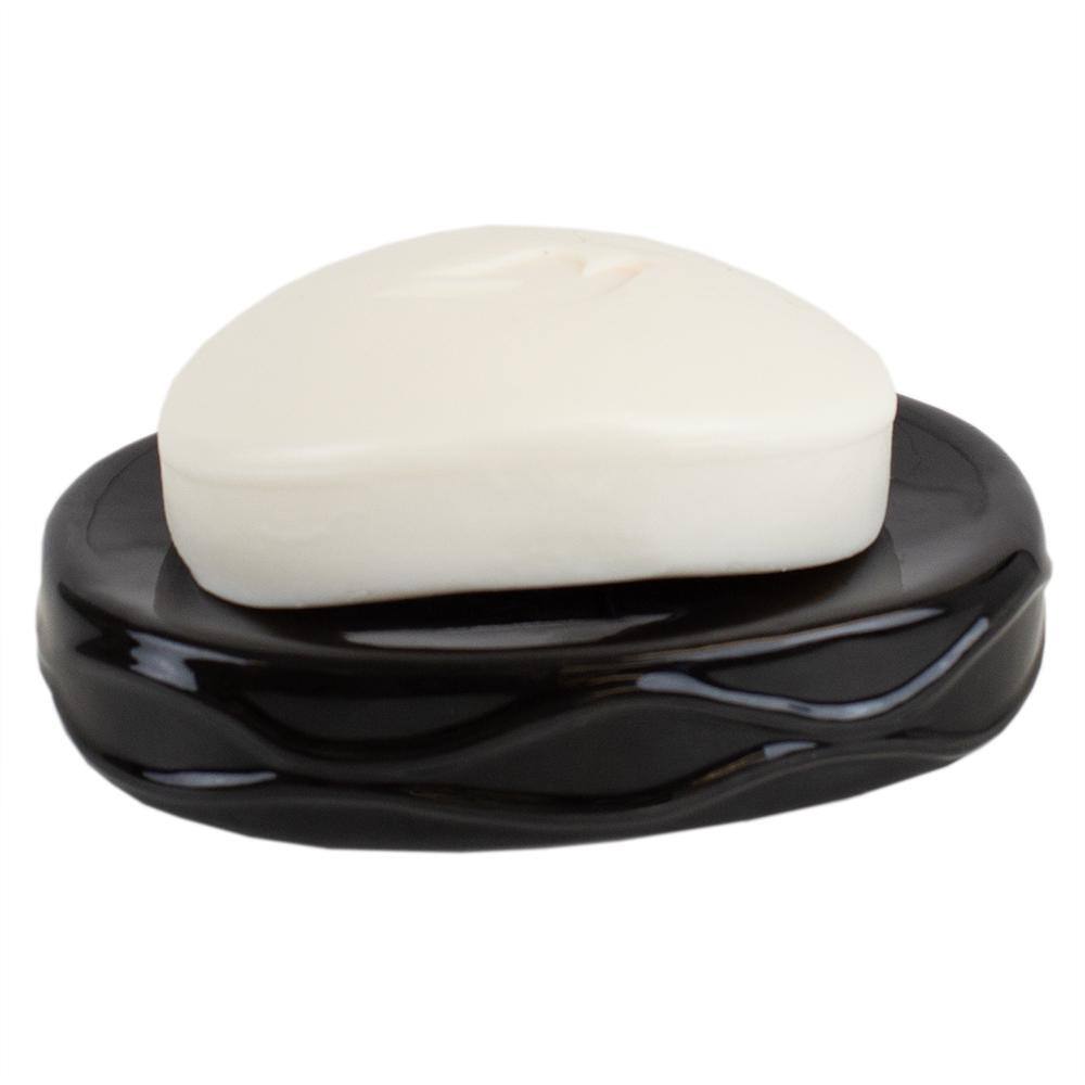 Home Basics Curves 4-Piece Bath Accessory Set in Black BA41927