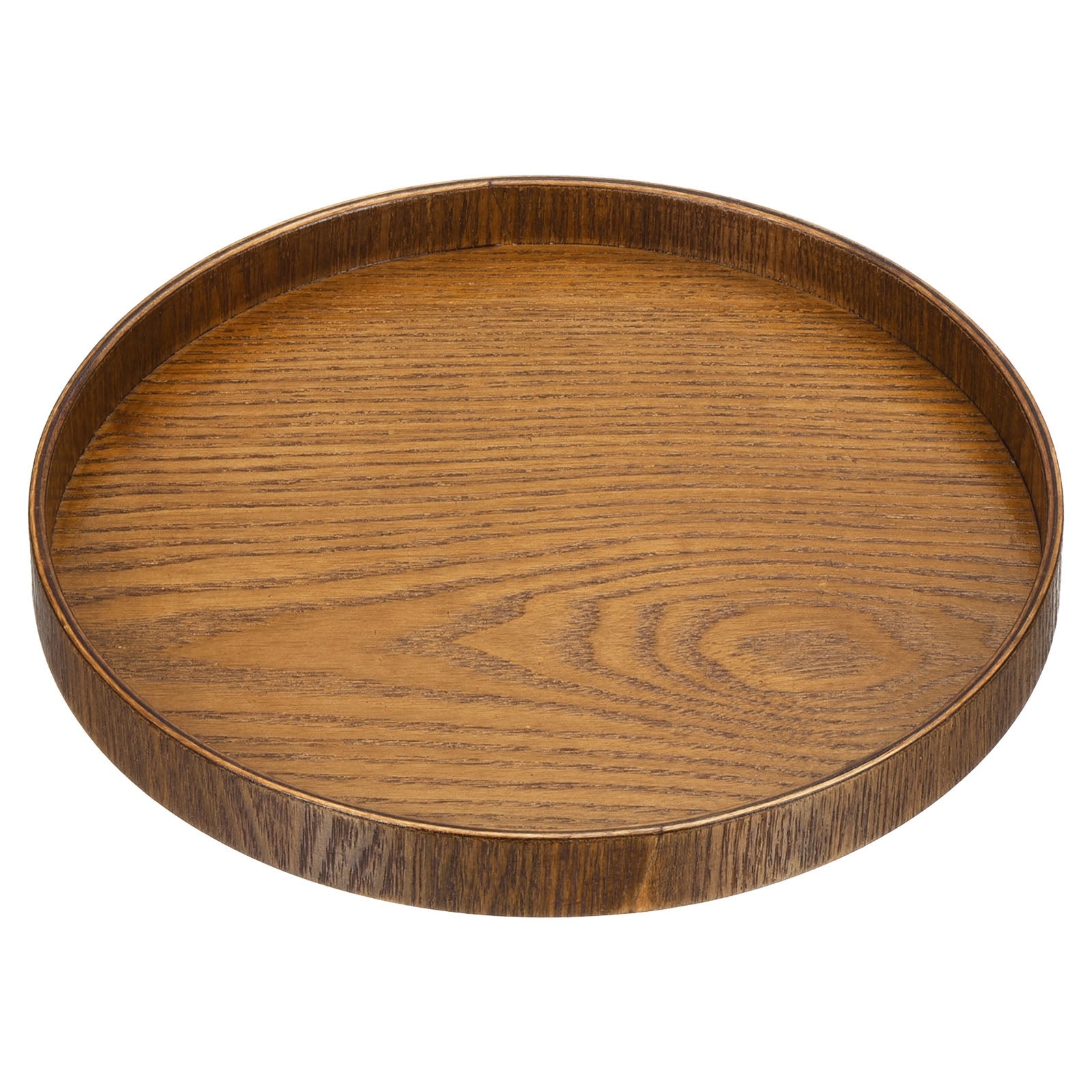 Wood Serving Tray Round Decorative Platter Home Kitchen Table， Brown