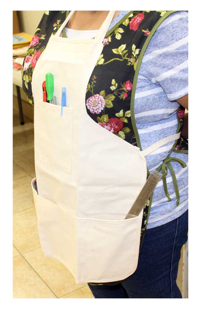 Bib Style Cotton Canvas Shop Apron - 3 Pockets (ToolUSA: AP-61015)