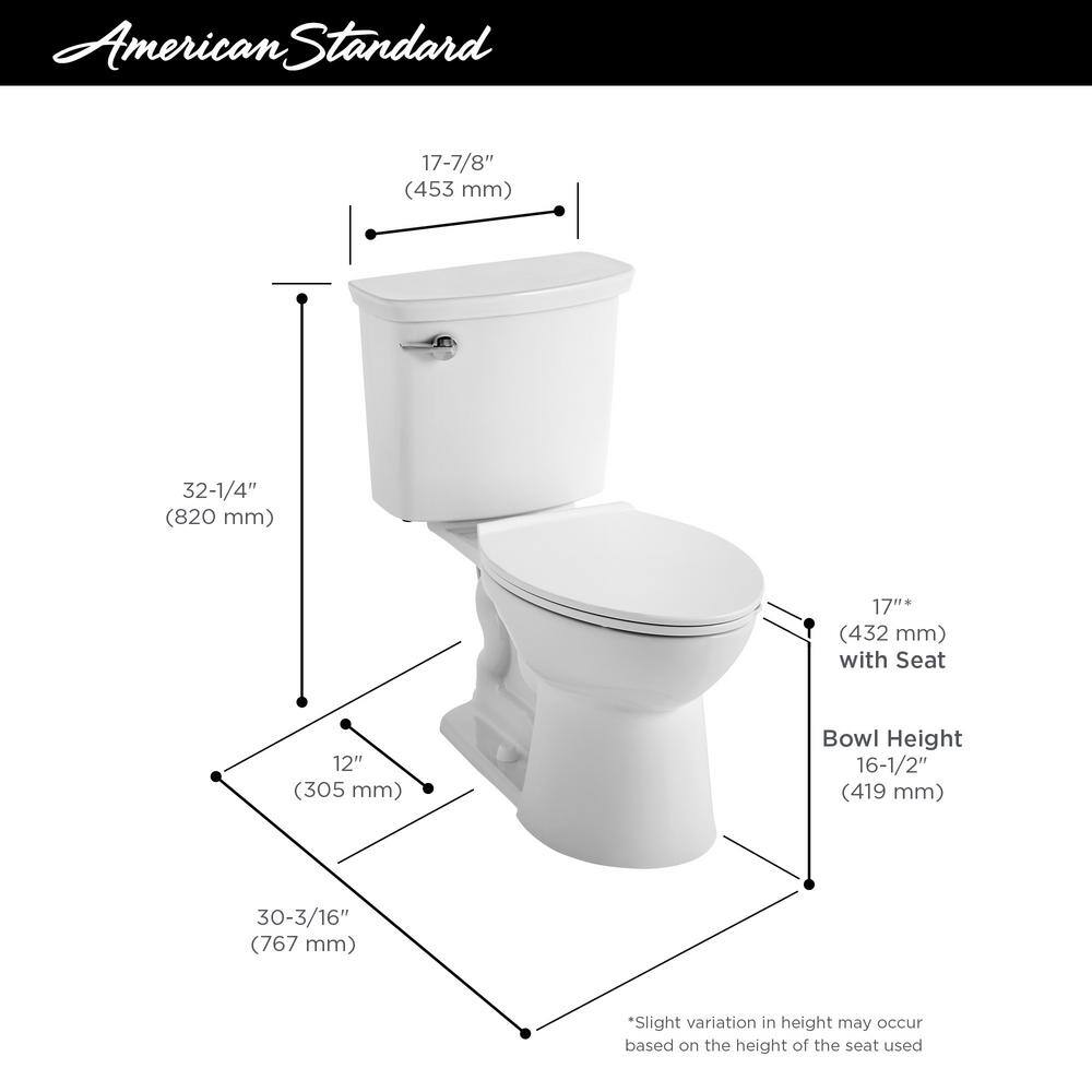 American Standard Vormax UHET Tall Height 2-Piece 1.0 GPF Single Flush Elongated Toilet in White Seat Not Included 238AA114.020