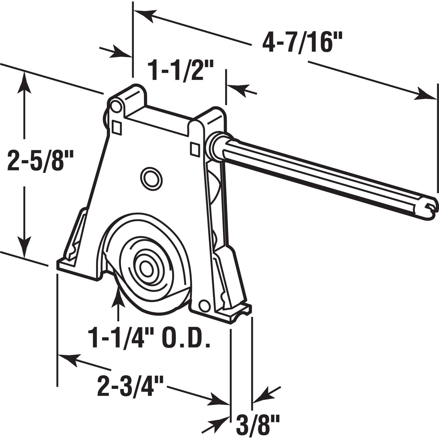 Prime-Line 1-1/4 in. D X 0.38 in. L Nylon/Plastic Screen Door Roller Assembly 1 pk