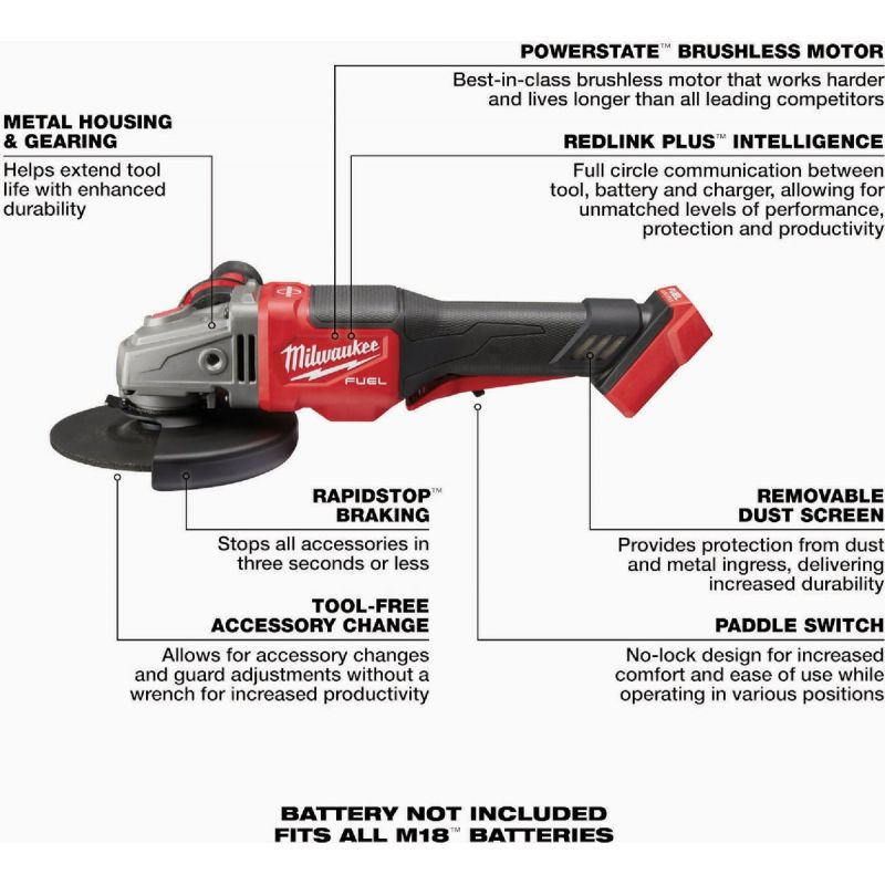 MW M18 FUEL Brushless Braking Cordless Angle Grinder