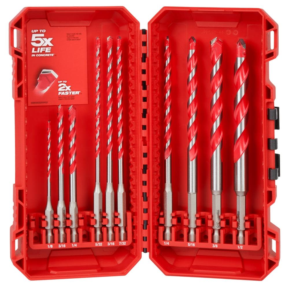 Milwaukee 10pc. SHOCKWAVE Impact Duty Carbide Hammer Drill Bit Kit 48-20-9058 from Milwaukee