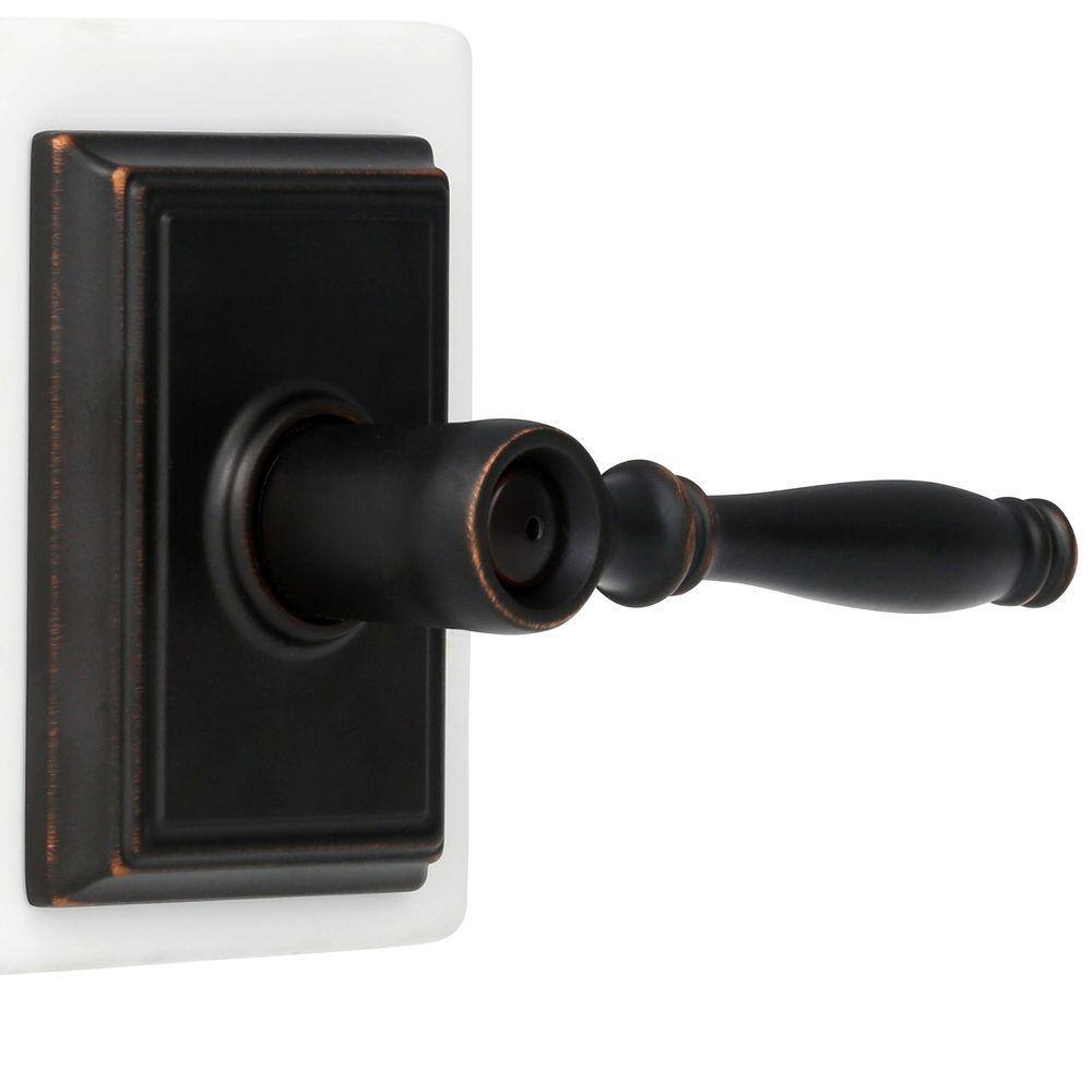 Schlage Birmingham Aged Bronze Privacy BedBath Door Handle with Addison Trim F40 BIR 716 ADD