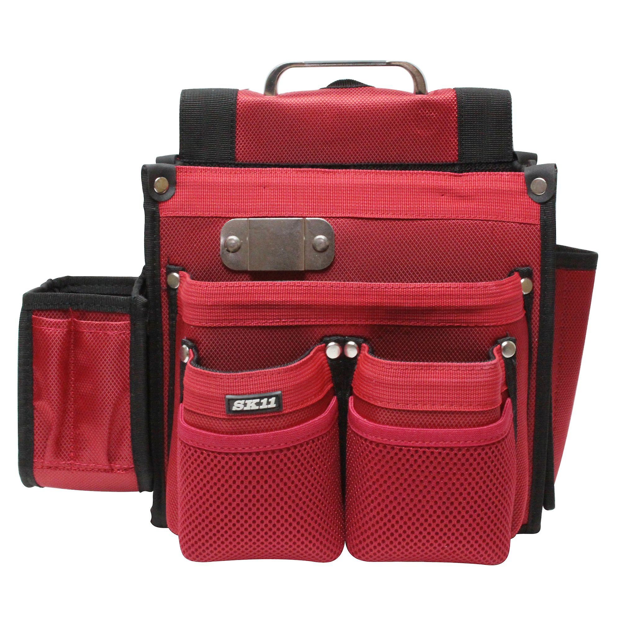 SK11 Takumi SC-11 Heavy Duty Carpenter 9 Pouch Tool and Nail Belt Bag Red， for Carrying all kinds of Tools and Hardware