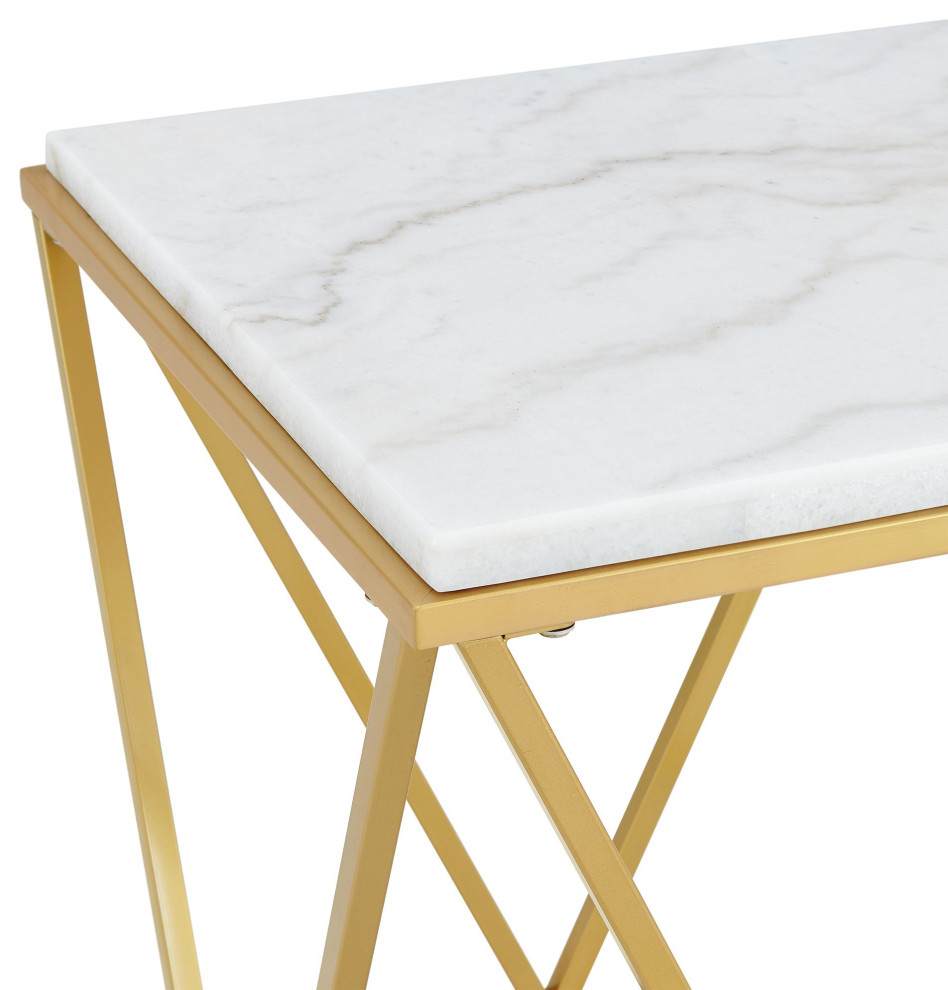 Riko Square End Table WithGold Metal Leg   Contemporary   Side Tables And End Tables   by Picket House  Houzz