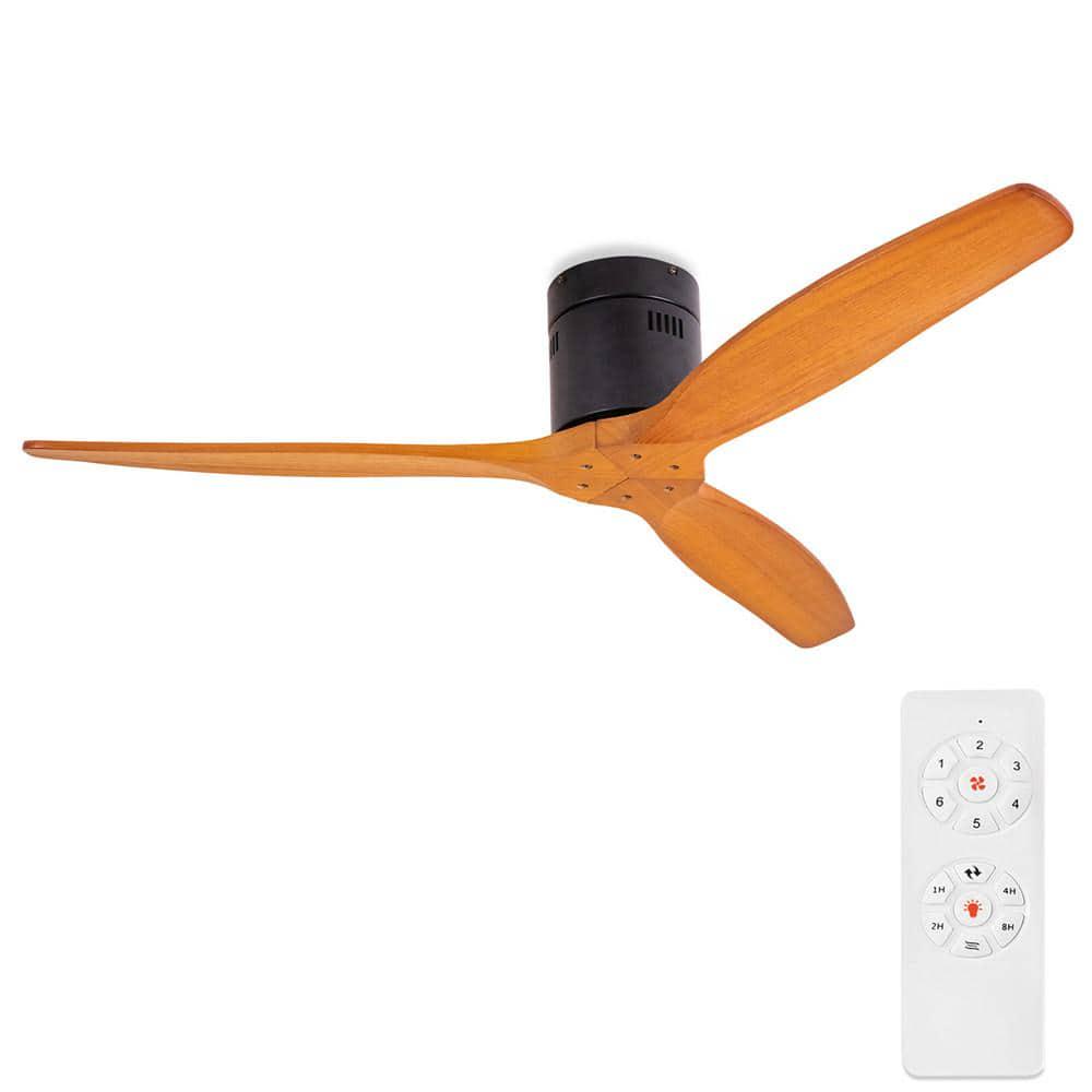 Yardreeze Sunine 52 in Indoor Black Ceiling Fan with Remote Control and 3 Solid Wood Blades