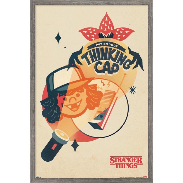 Trends International Netflix Stranger Things Season 4 Animated Thinking Cap Framed Wall Poster Prints