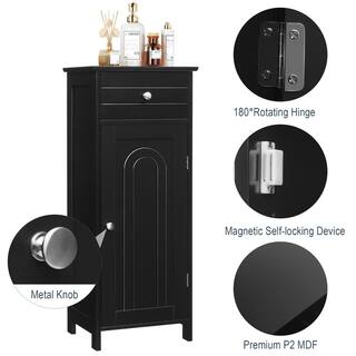 Costway Black P2 MDF Slab Door Stock Ready to Assemble Bath Kitchen Cabinet with Drawer HW66372BK