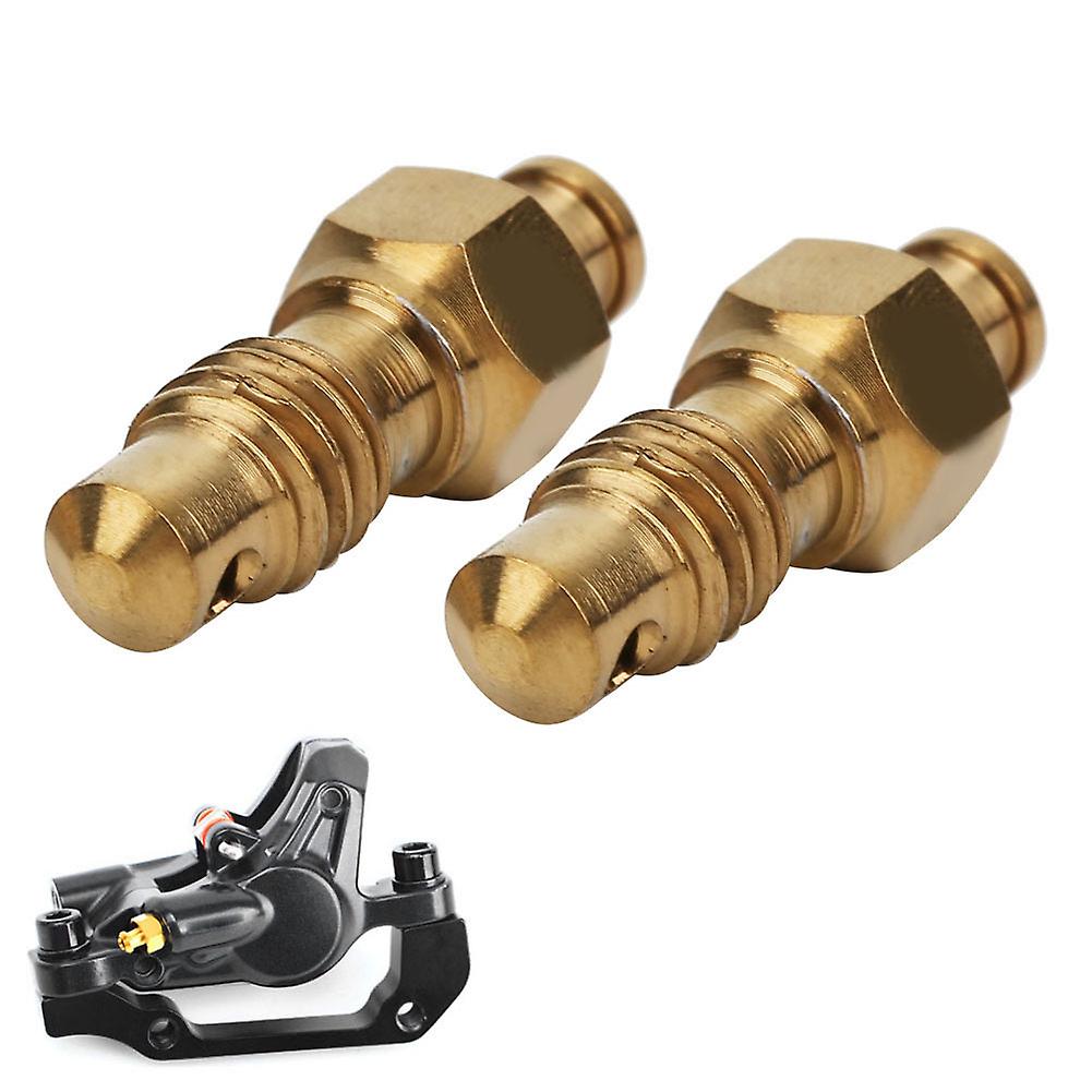 2 Pcs Titanium Alloy Oil Disc Brake Bleed Nipple Exhaust Screws Set For Road Bicycle Accessoriesgold