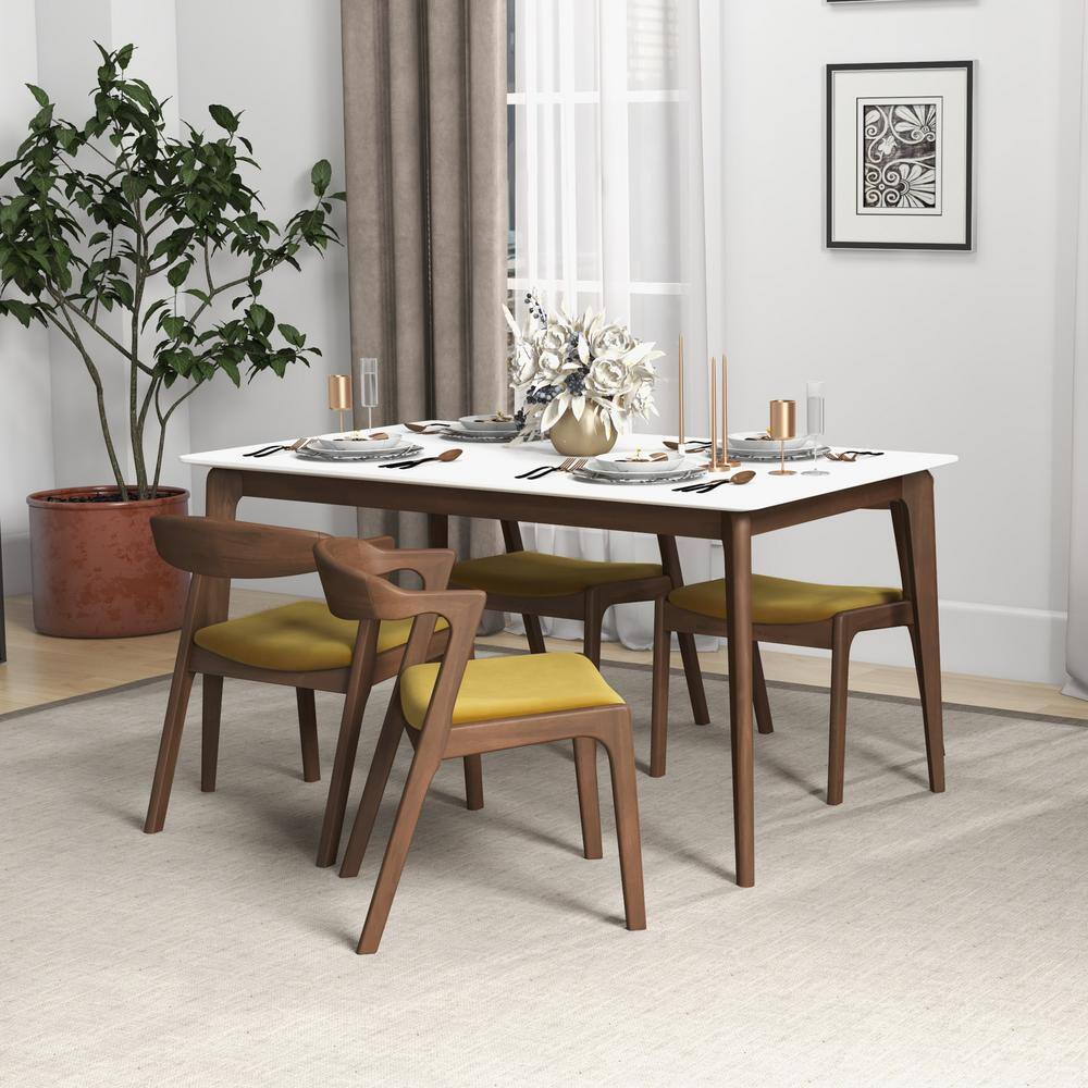 Roxy Mid-Century Modern Dark Yellow Velvet Dining Chair (Set of 2) HMD01869