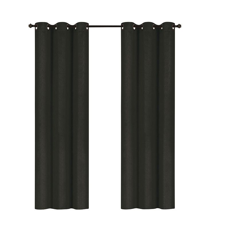 JandV TEXTILES Embossed Solid Blackout Grommet Curtain Panels (Set of 2)