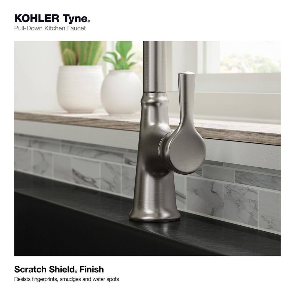 KOHLER Tyne Single-Handle Pull-Down Sprayer Kitchen Faucet in Vibrant Stainless K-R21415-VS