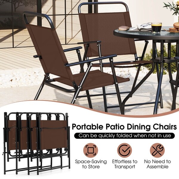 Costway Patiojoy 6 PCS Patio Dining Set Folding Chairs Glass Table