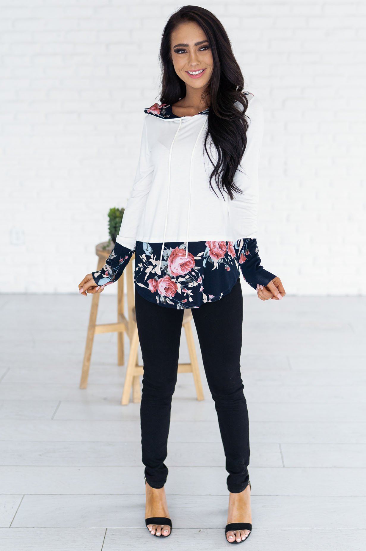 Midnight Blooms Modest Hoodie