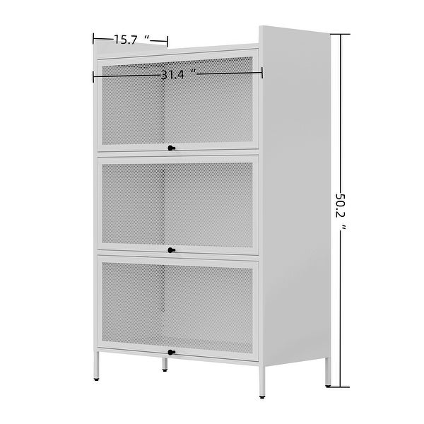 3-Tier Buffet Cabinet with Detachable and Folding Mesh Doors