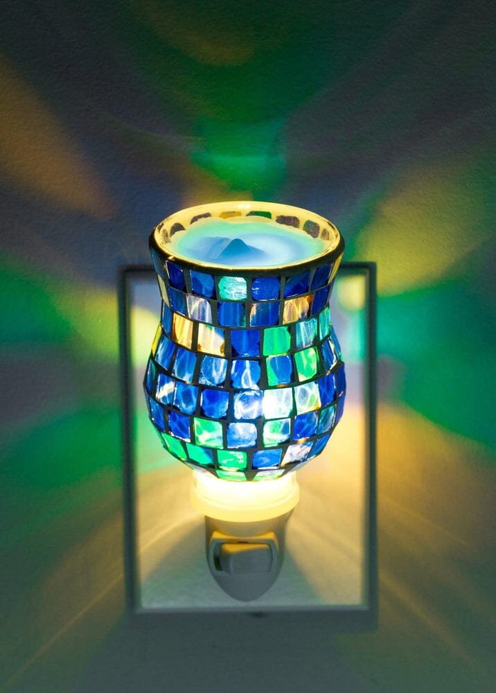 Mosaic Glass Plug-In Fragrance Wax Melt Warmer (Ocean Blue)