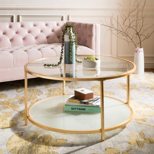 SAFAVIEH Ivy 2 Tier Round Coffee Table - Clear / Gold - 38