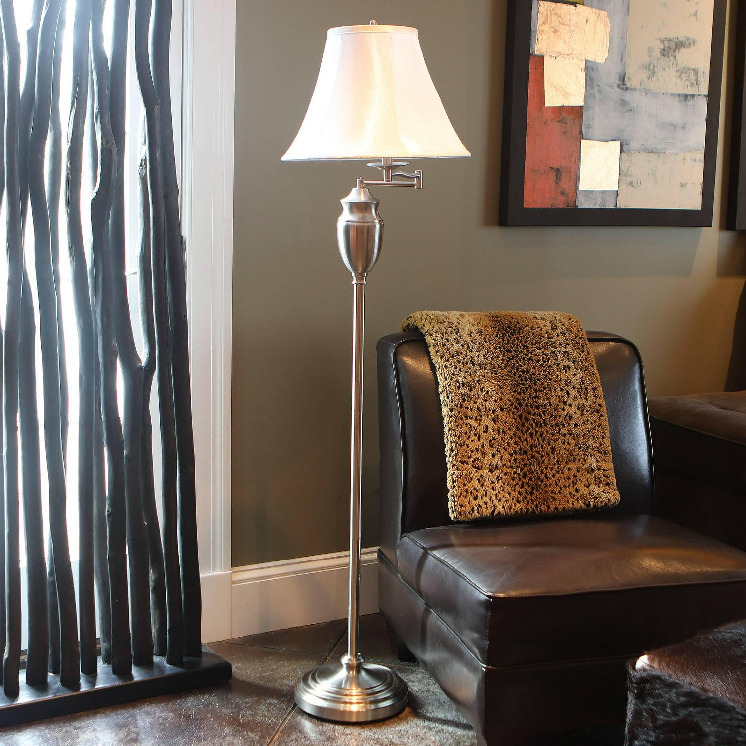 Decor Therapy Wellington Steel Swing Arm Floor Lamp