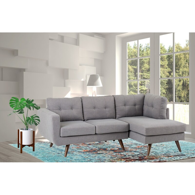 Mid Century Drake Upholstery Fabric Sectional In Light Gray