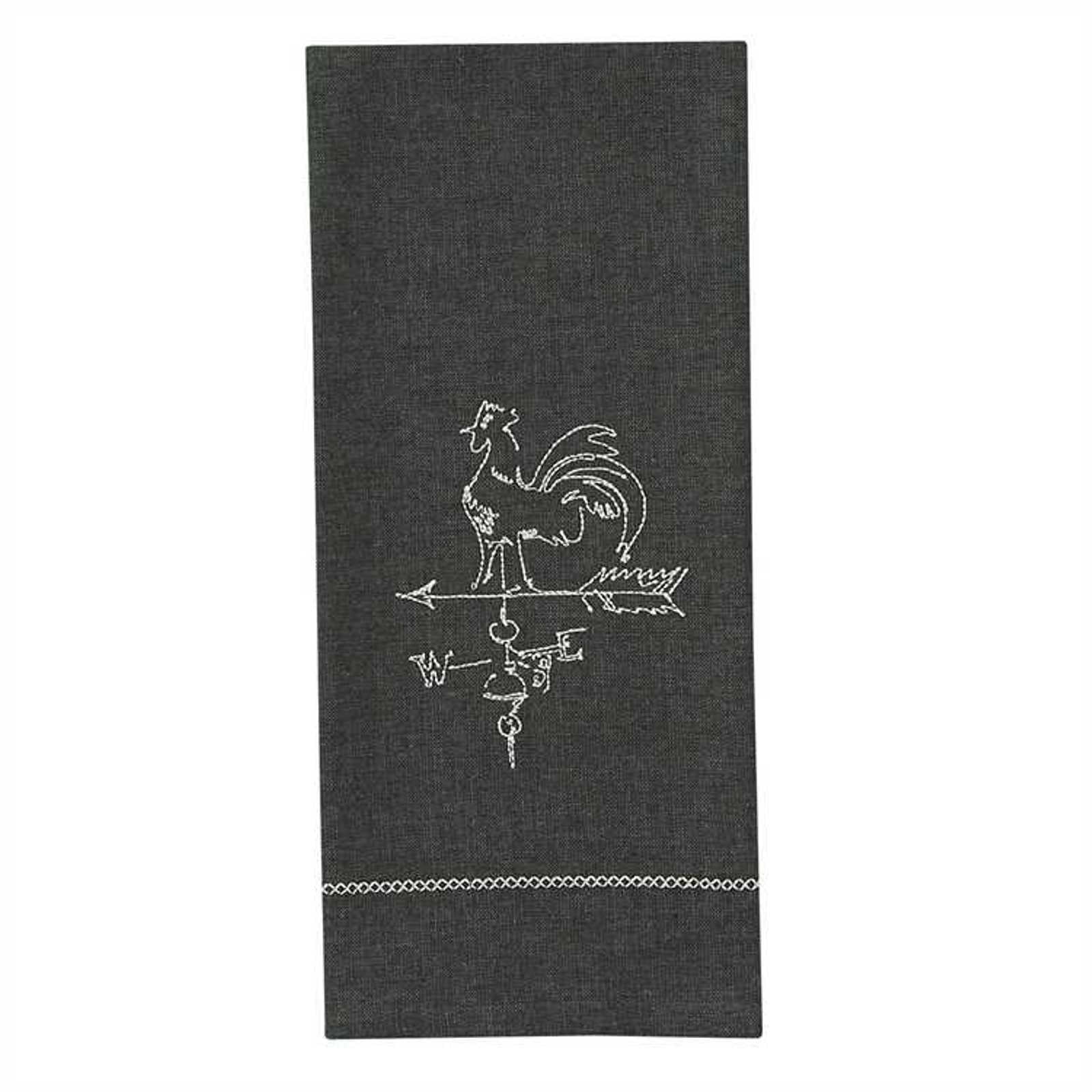 Park Designs Rooster Weathervane Embroidered Kitchen Dish Towel Gray