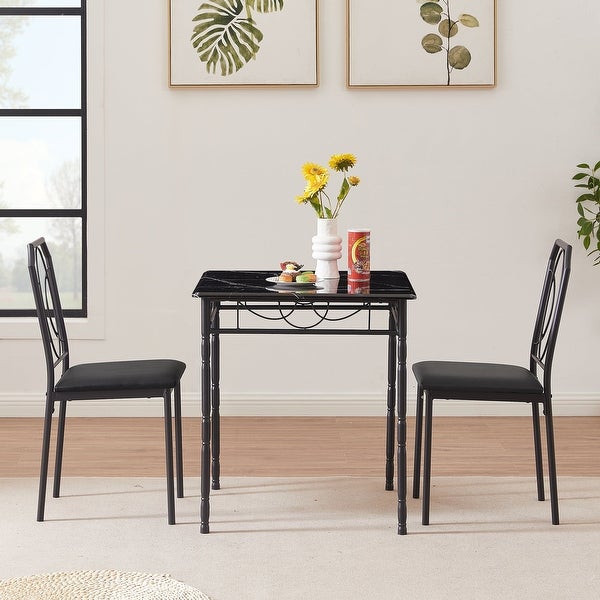 3-Piece Dining Table Set with 2 Chairs for Home Kitchen Breakfast Nook