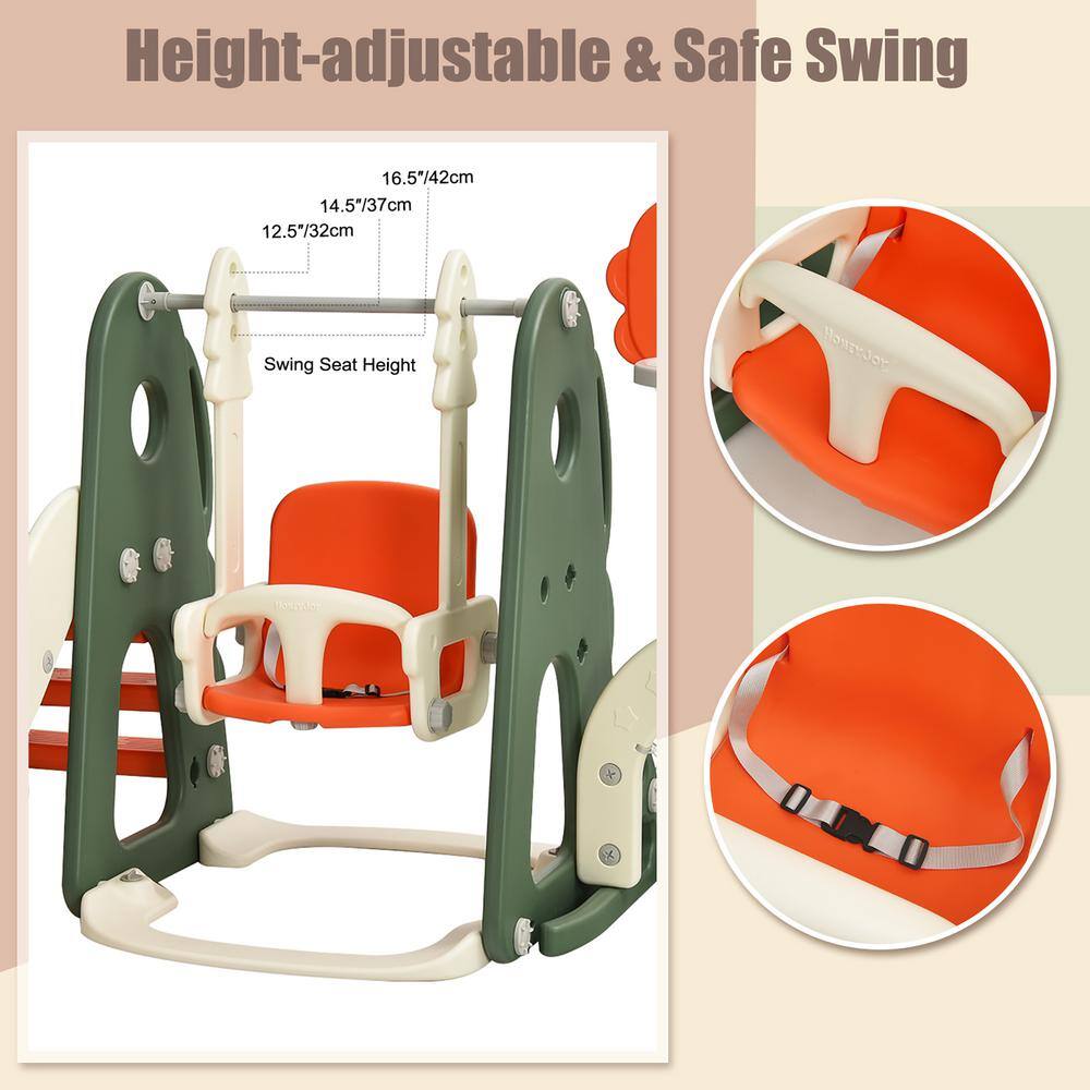 Costway 6-in-1 Toddler Slide and Swing Set Climber Playset with Ball Games Orange TY327935OR