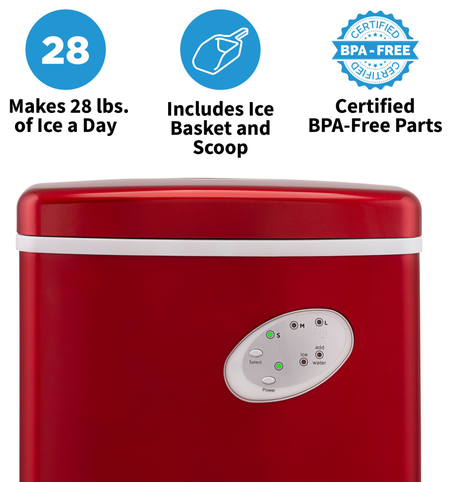 Newair AI 100R 28 Pound Portable Ice Maker  Red   Contemporary   Ice Makers   by Luma Comfort  Houzz