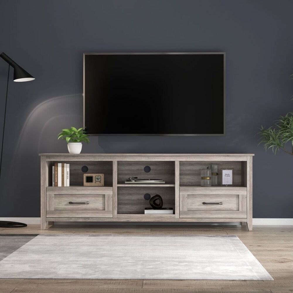 Modern TV Stand 2 Drawers and 4 Storage for Living Room and Bedroom