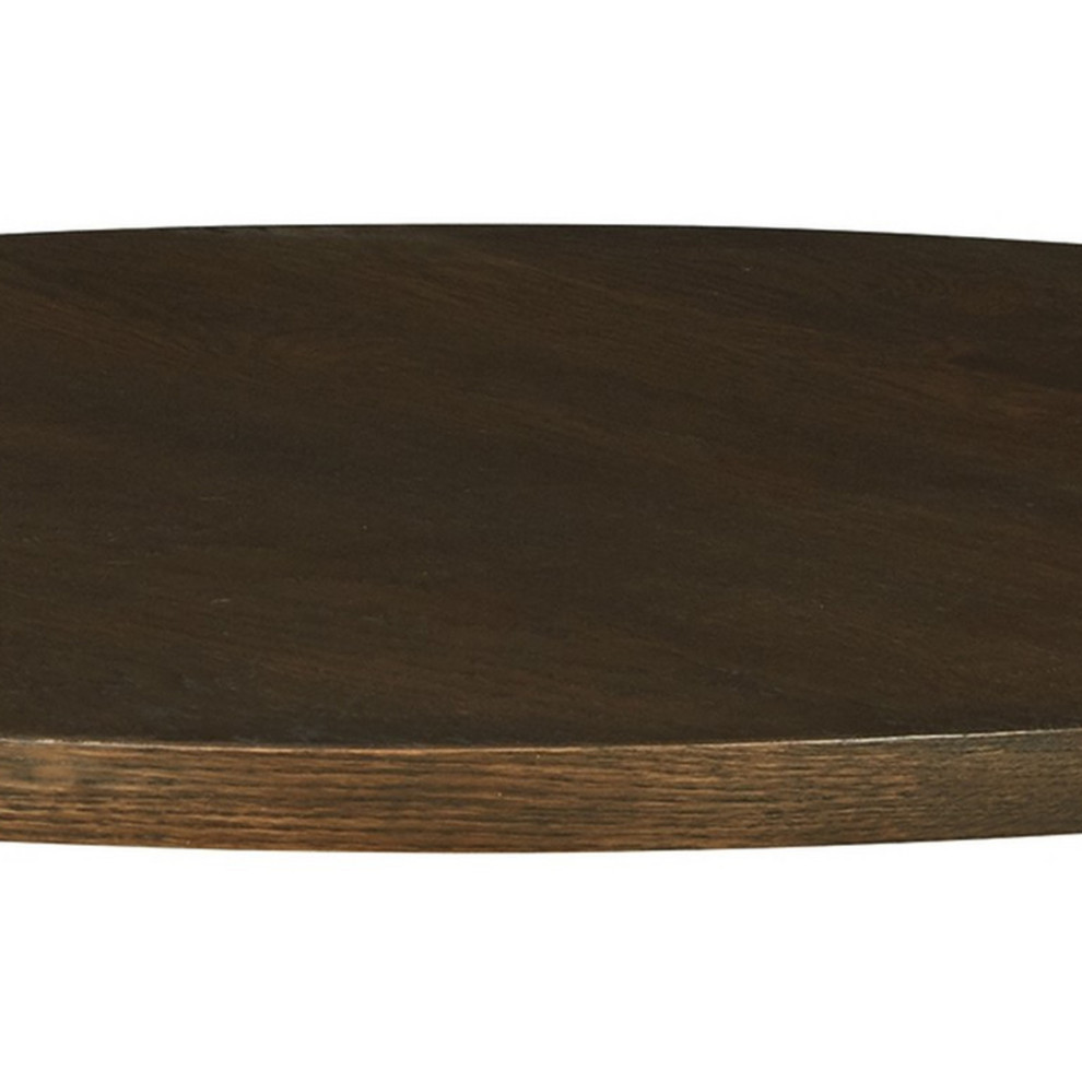 Vil 50 quotRound Coffee Table  Sand Casted Metal Base  Brown Oak Veneer   Transitional   Coffee Tables   by VirVentures  Houzz