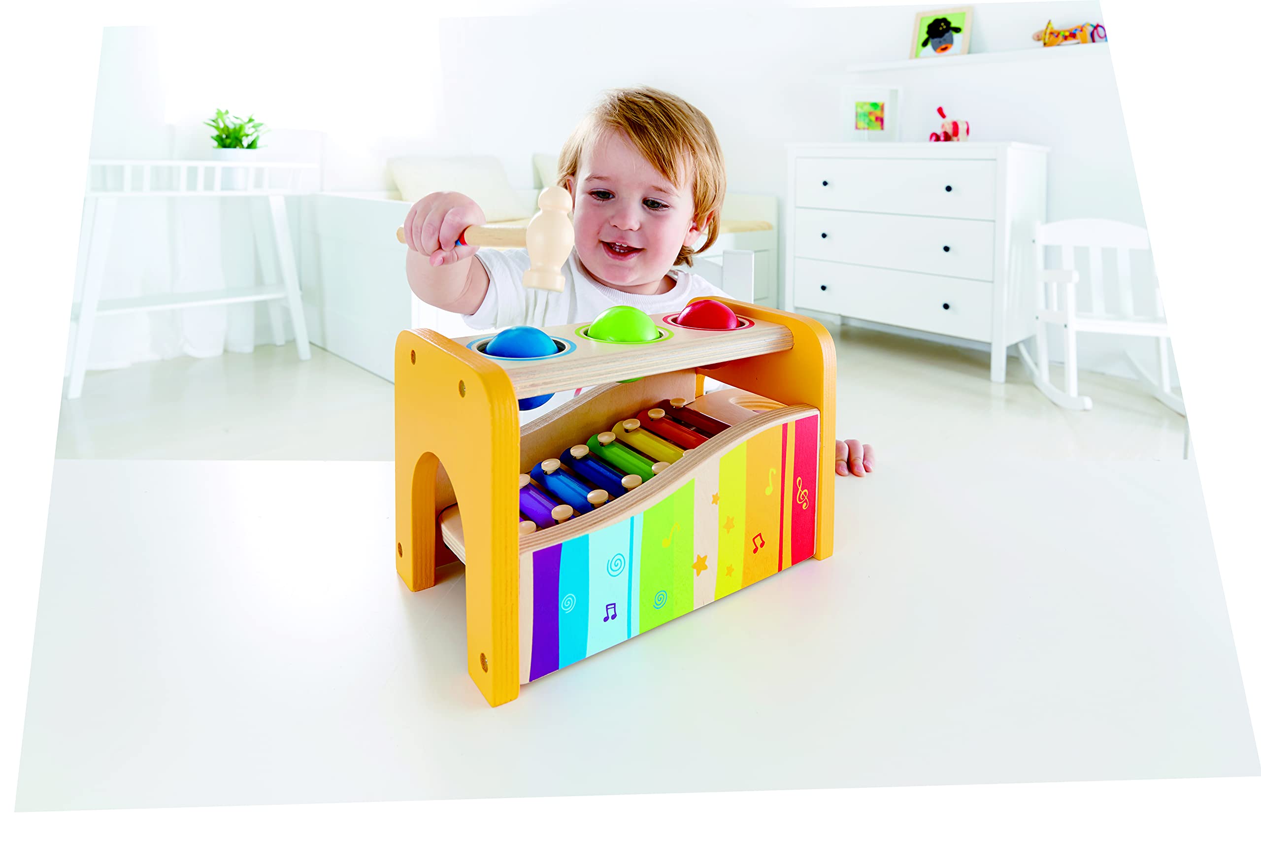 Hape - Pound and Tap Bench with Slide Out Xylophone
